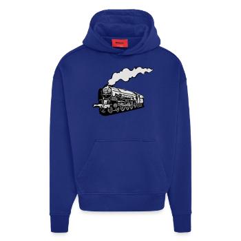dampflok eisenbahn lokomotive romantik tender - Hoodie- made by SPREAD  - SOLID BLACK - Vorne
