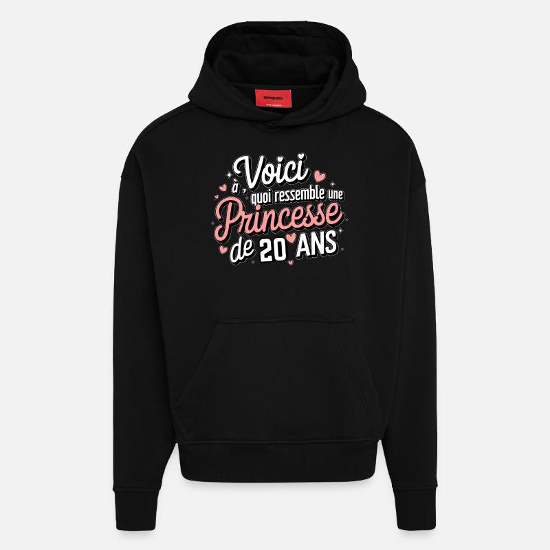 Princesse de 20 Ans - Sweat à capuche bio épais oversize fabriqué en UE - SOLID BLACK