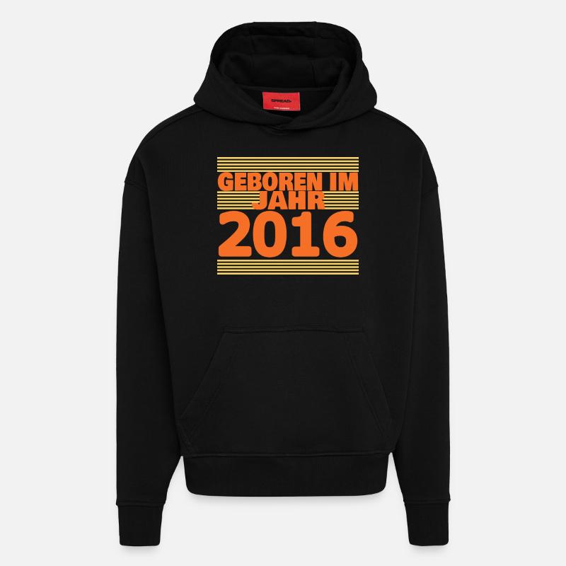 Né en 2016 - Sweat à capuche bio épais oversize fabriqué en UE - SOLID BLACK