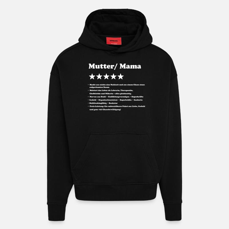Mutter 5 Sterne Bewertung - Hoodie- made by SPREAD  - SOLID BLACK