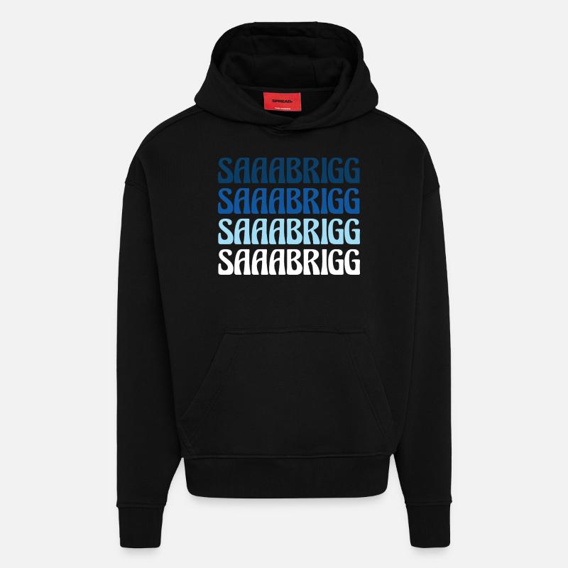 Saaabrigg Saarbrücken Dialecte Cadeau - Sweat à capuche bio épais oversize fabriqué en UE - SOLID BLACK