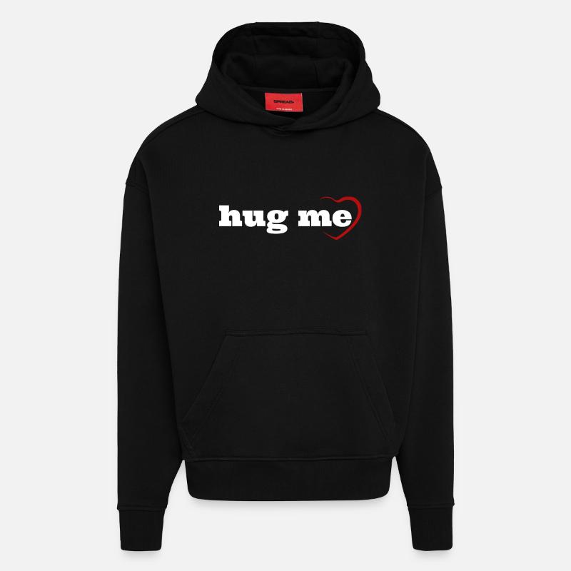 Fais-moi un câlin - Sweat à capuche bio épais oversize fabriqué en UE - SOLID BLACK