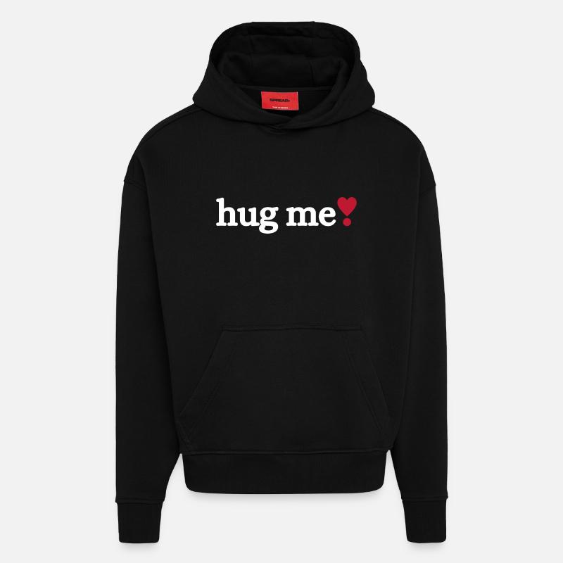 Fais-moi un câlin - Sweat à capuche bio épais oversize fabriqué en UE - SOLID BLACK