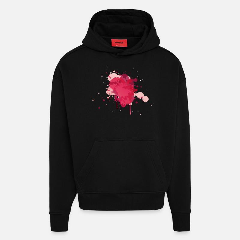 Aquarelle Splash - Sweat à capuche bio épais oversize fabriqué en UE - SOLID BLACK