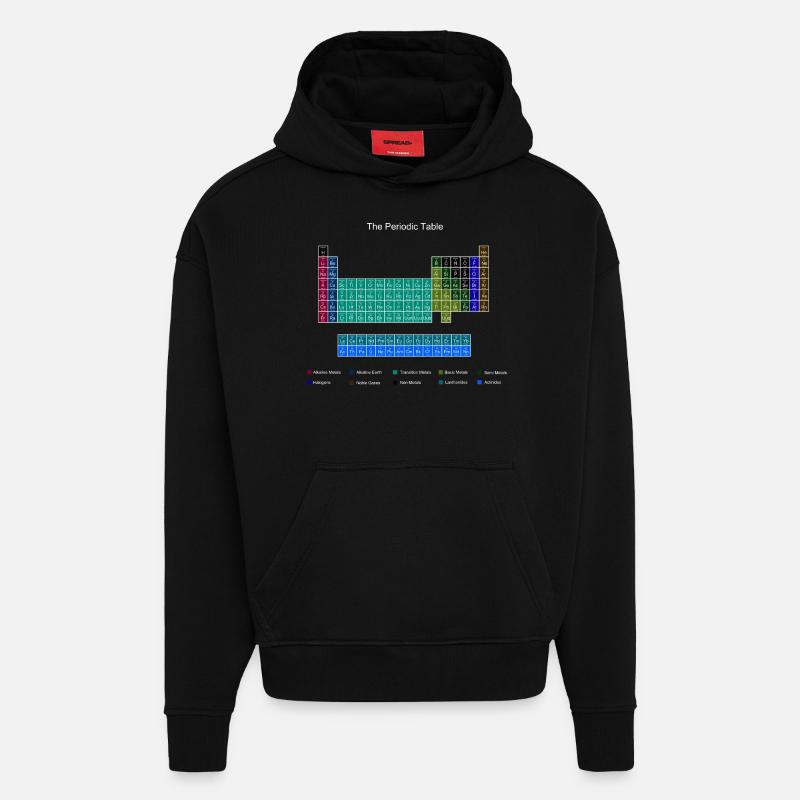 Blau Stilvolle Periodensystems der Elemente - Hoodie- made by SPREAD  - SOLID BLACK