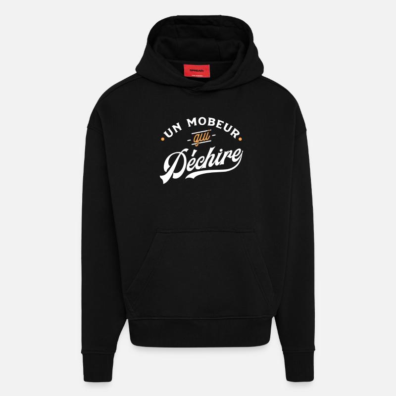 Un mobeur qui déchire - Sweat à capuche bio épais oversize fabriqué en UE - SOLID BLACK