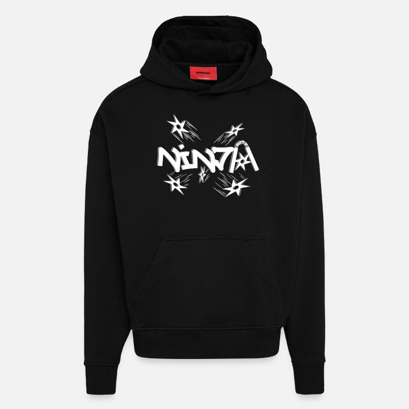 Ninja - Sweat à capuche bio épais oversize fabriqué en UE - SOLID BLACK