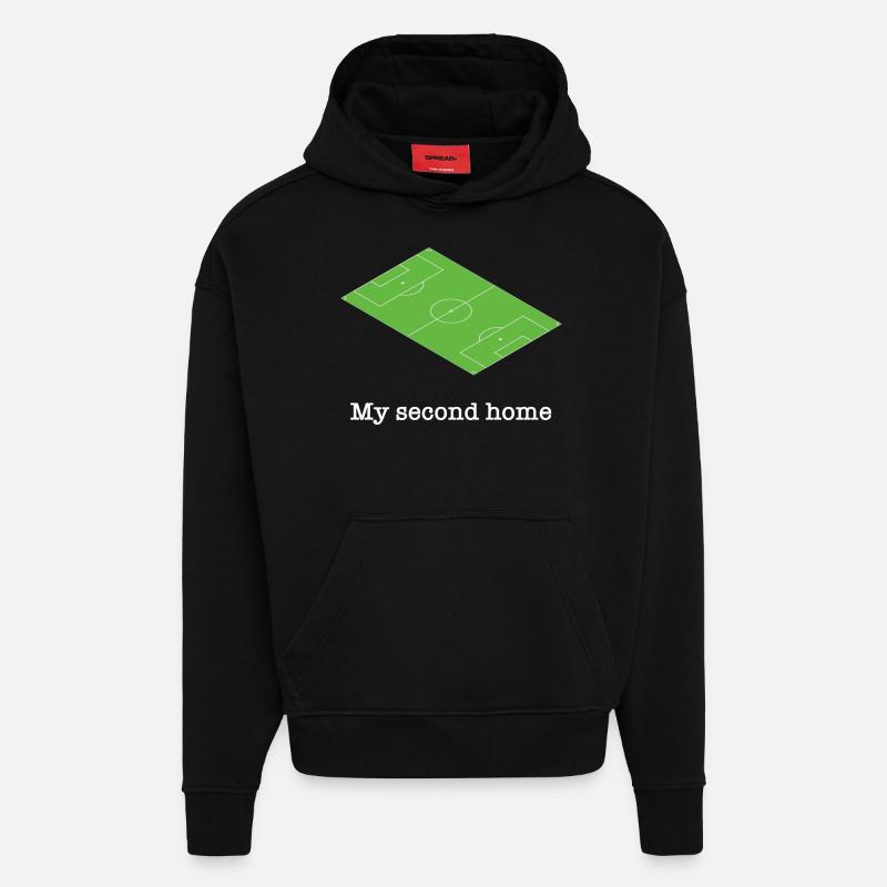 Fodbold Square Grøn Sjovt ordsprog - Heavyweight oversized organic hoodie made in EU - SOLID BLACK