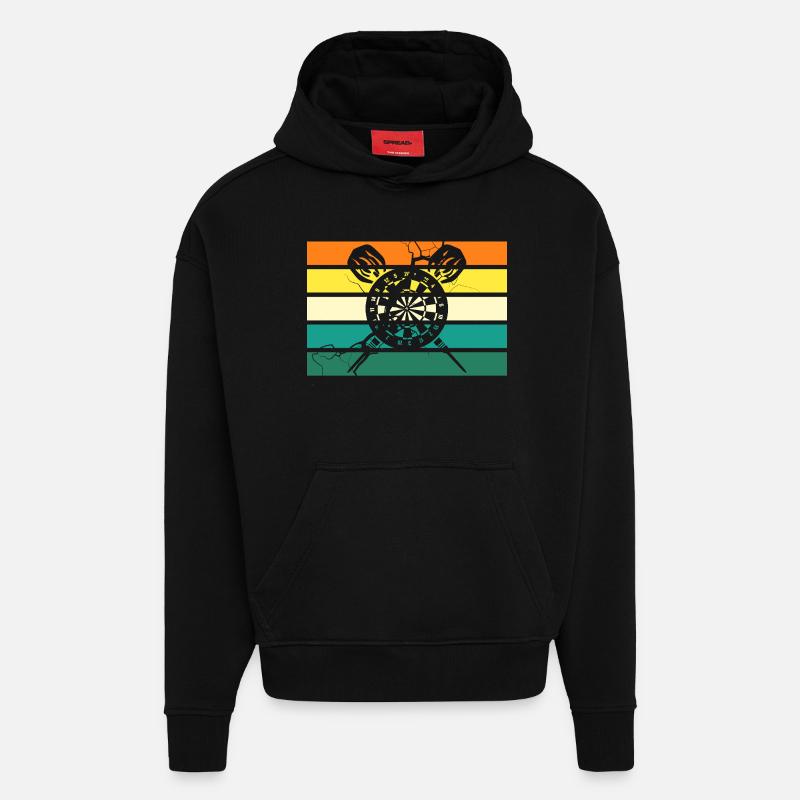 Joueur de fléchettes Fléchettes - Sweat à capuche bio épais oversize fabriqué en UE - SOLID BLACK