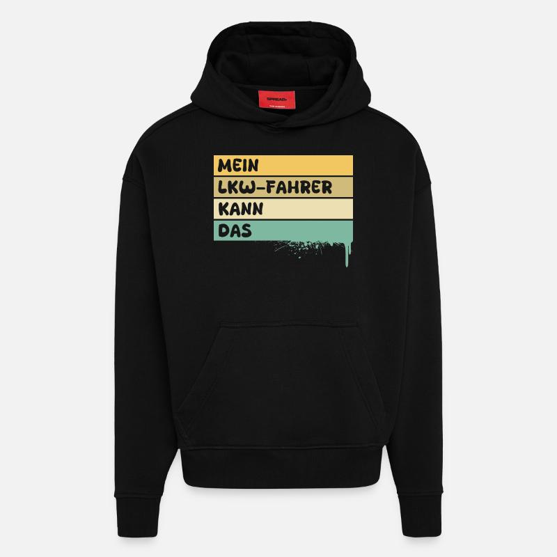 Profession : Chauffeur de camion - Sweat à capuche bio épais oversize fabriqué en UE - SOLID BLACK
