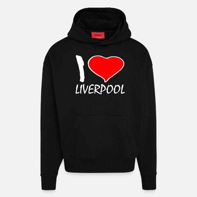 I LOVE LIVERPOOL - Sweat à capuche bio épais oversize fabriqué en UE - SOLID BLACK