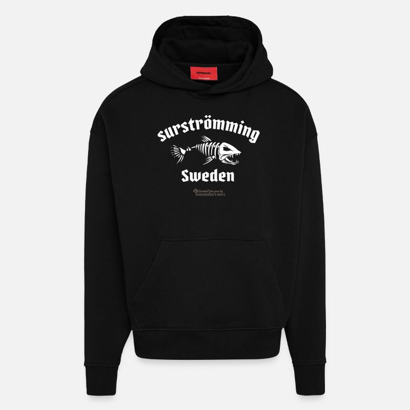 Surströmming Sweden skeletonized herring - Hoodie- made by SPREAD  - SOLID BLACK