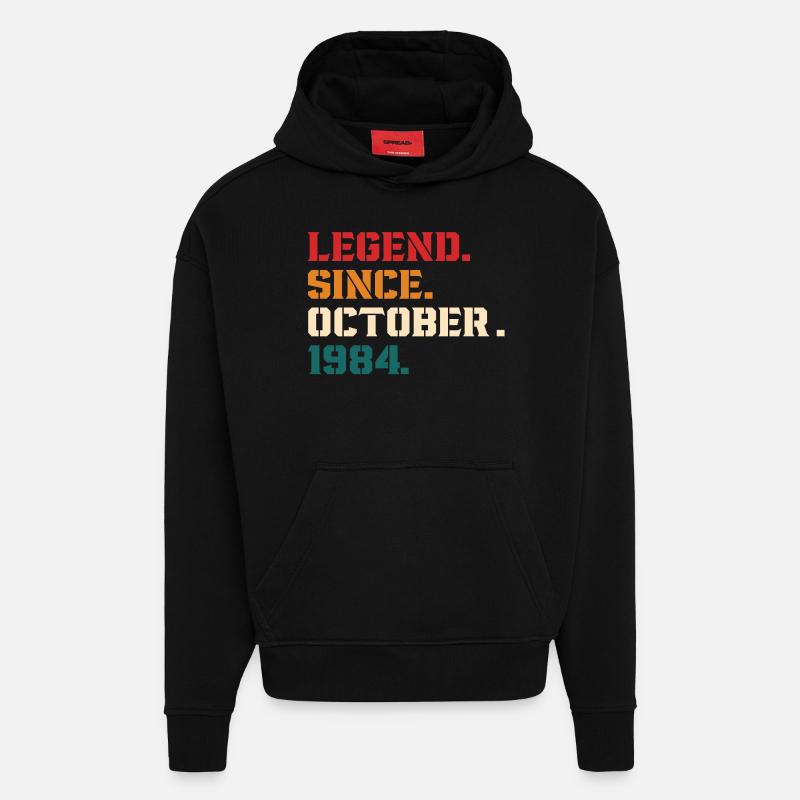 Legend Since October 1984 - Sweat à capuche bio épais oversize fabriqué en UE - SOLID BLACK