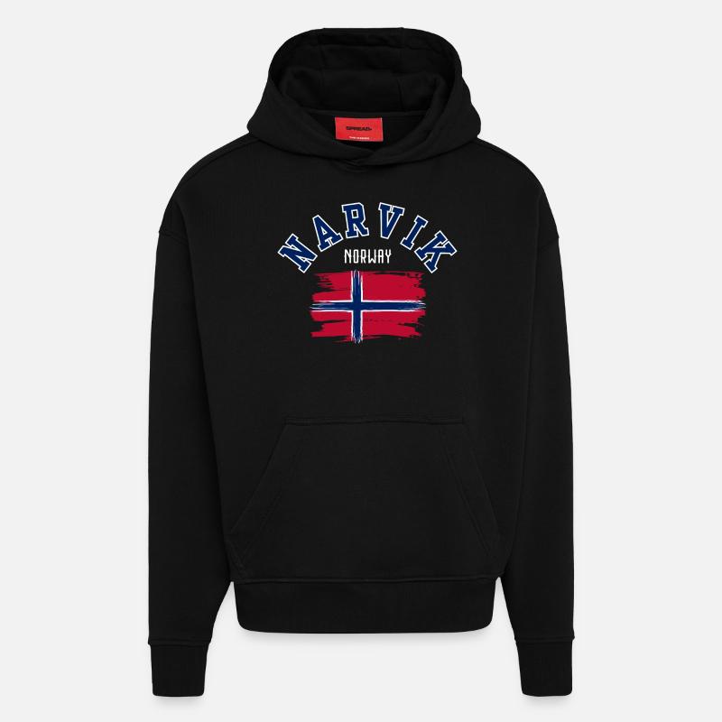 Narvik, Norvège - Sweat à capuche bio épais oversize fabriqué en UE - SOLID BLACK