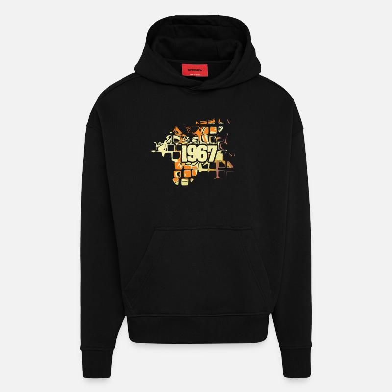 Rétro 1967 - Sweat à capuche bio épais oversize fabriqué en UE - SOLID BLACK