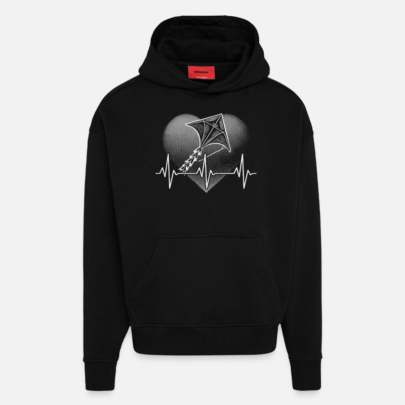 Kitesurfer Herzschlag - Hoodie- made by SPREAD  - SOLID BLACK