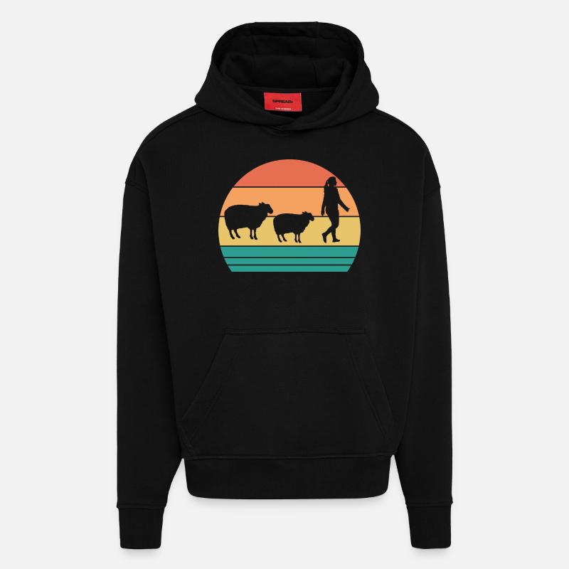Mouton berger - Sweat à capuche bio épais oversize fabriqué en UE - SOLID BLACK