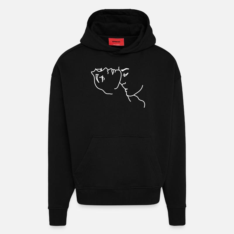 Baiser l'amour du cou - Sweat à capuche bio épais oversize fabriqué en UE - SOLID BLACK