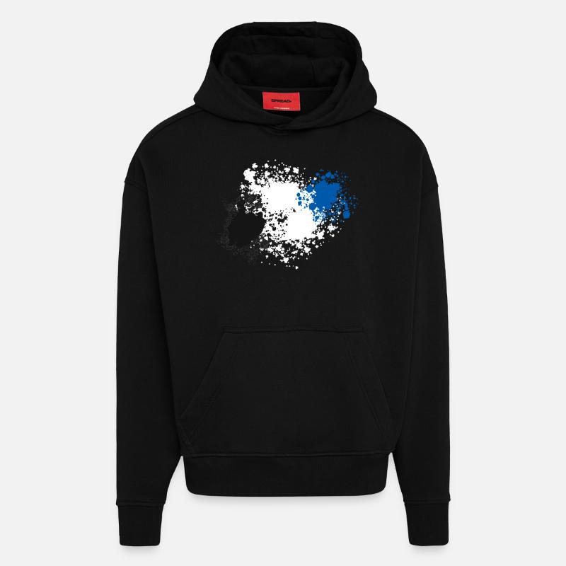 Noir-Blanc-Bleu - Sweat à capuche bio épais oversize fabriqué en UE - SOLID BLACK
