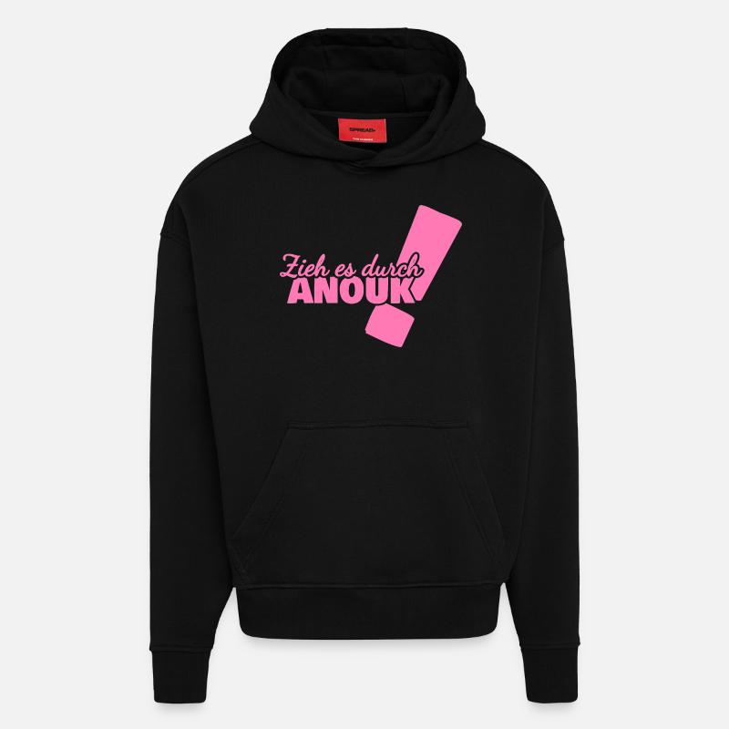 Anouk as a given name - Hoodie- made by SPREAD  - SOLID BLACK