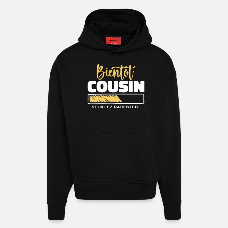 soon cousin please wait - Hoodie- made by SPREAD  - SOLID BLACK