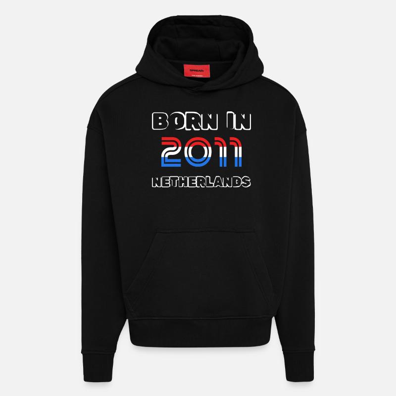 Pays-Bas 2011 - Sweat à capuche bio épais oversize fabriqué en UE - SOLID BLACK