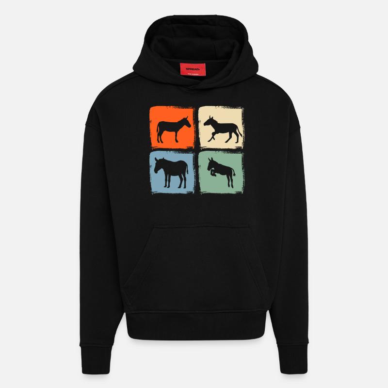 Âne - Sweat à capuche bio épais oversize fabriqué en UE - SOLID BLACK