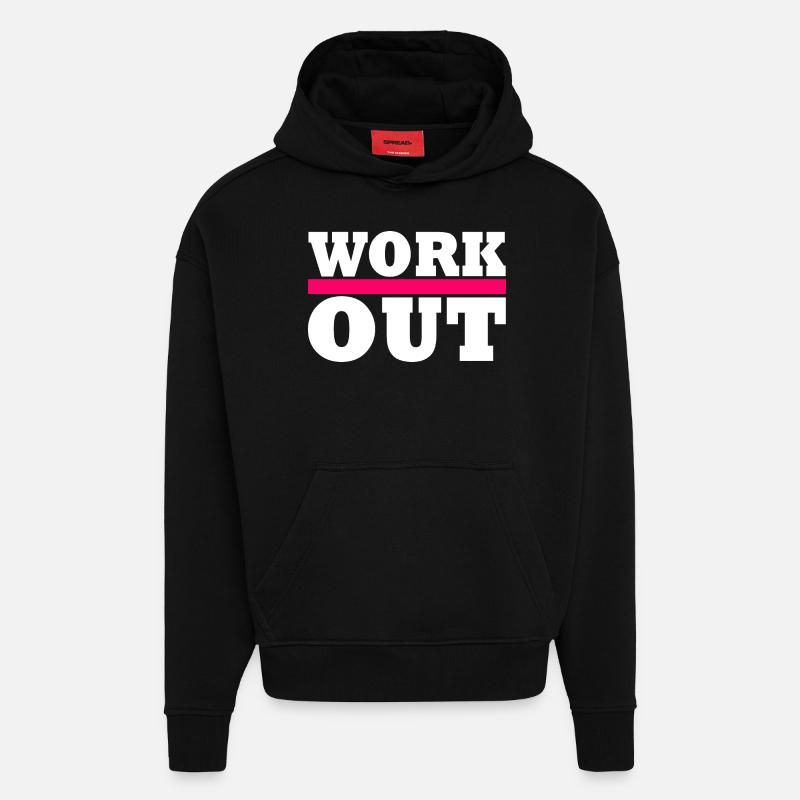 Faire des exercices - Sweat à capuche bio épais oversize fabriqué en UE - SOLID BLACK