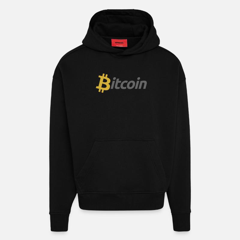 Bitcoin - Sweat à capuche bio épais oversize fabriqué en UE - SOLID BLACK