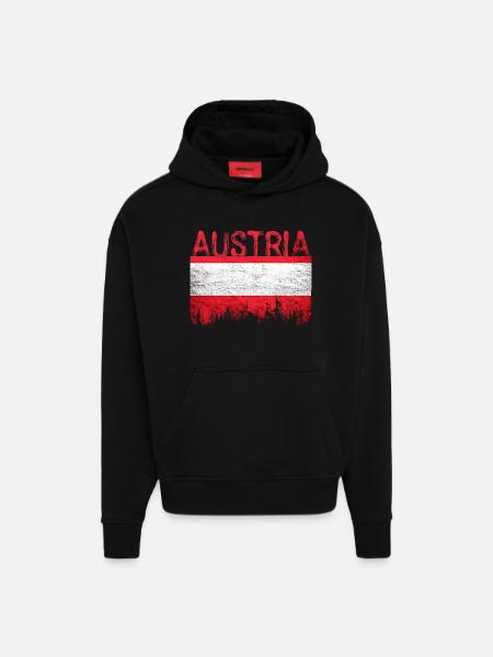 Australian flag style with city silhouette - Hoodie- made by SPREAD - SOLID BLACK