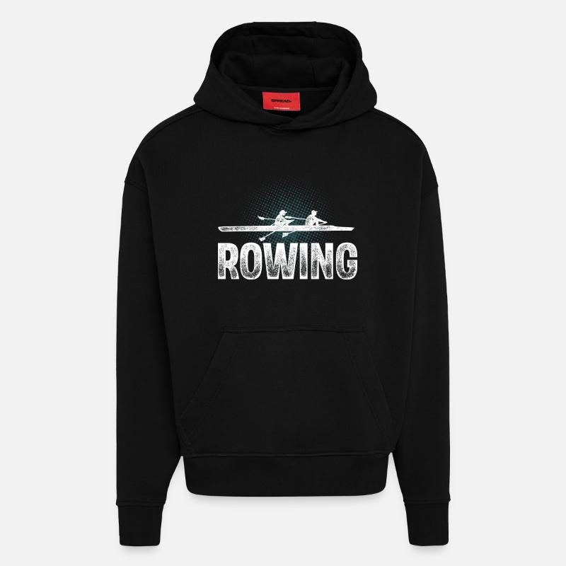Rameur Rameur Bateau à rames - Sweat à capuche bio épais oversize fabriqué en UE - SOLID BLACK
