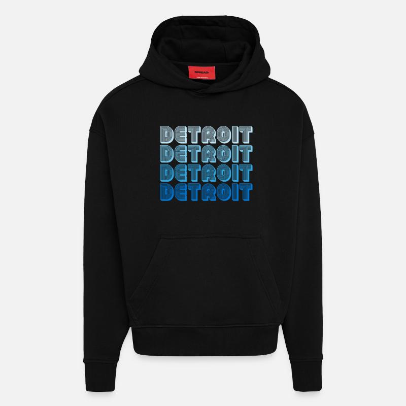 Detroit Gradient Word Sequence - Hoodie- made by SPREAD  - SOLID BLACK