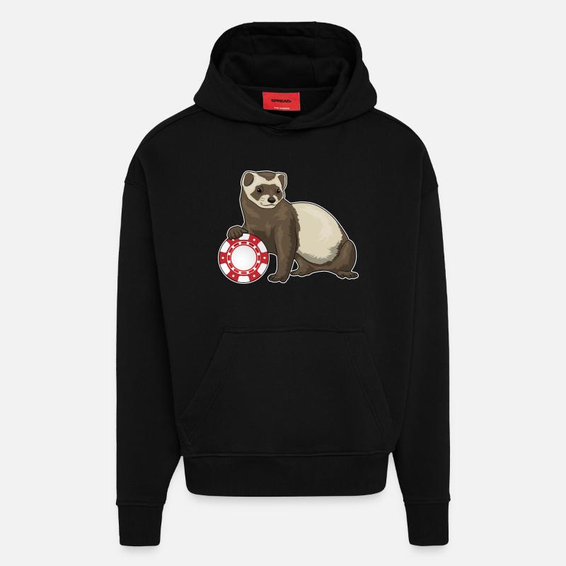 Frettchen Poker Pokerchips - Hoodie- made by SPREAD  - SOLID BLACK
