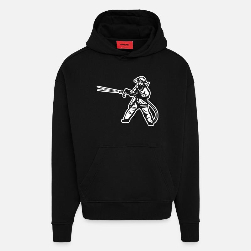 Pompier - Sweat à capuche bio épais oversize fabriqué en UE - SOLID BLACK