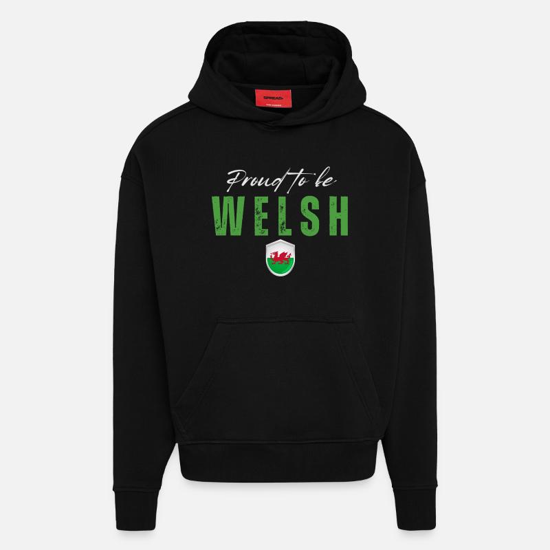 Welsh Pride, hergestellt in Wales - Hoodie- made by SPREAD - SOLID BLACK