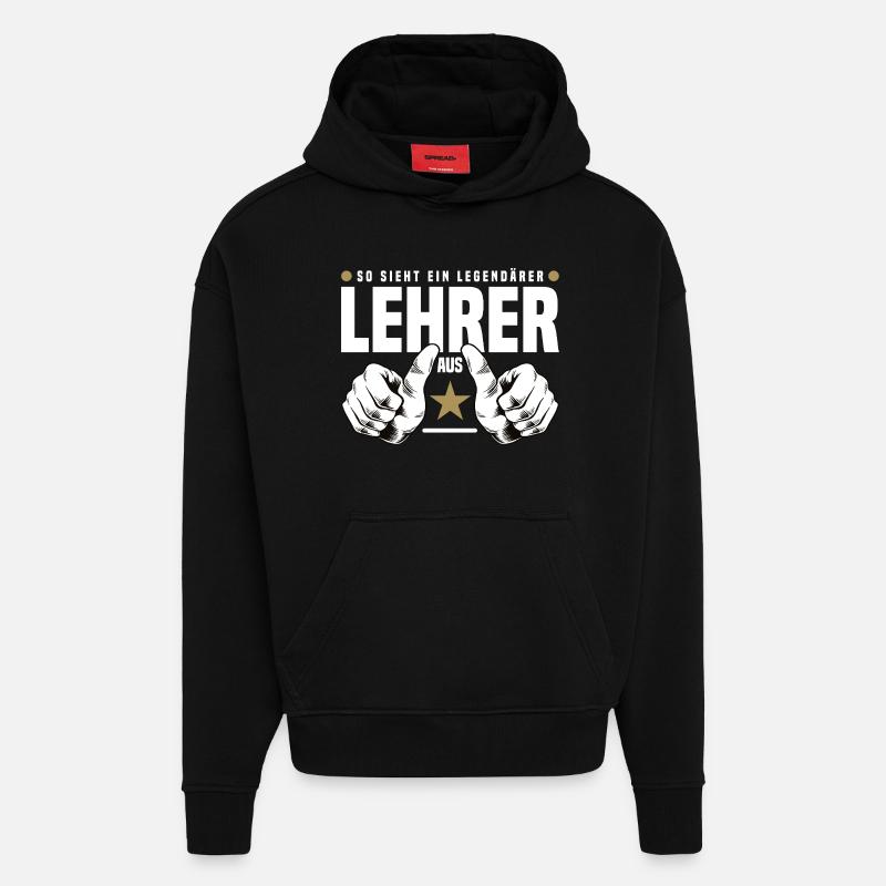 Professeur légendaire - Sweat à capuche bio épais oversize fabriqué en UE - SOLID BLACK