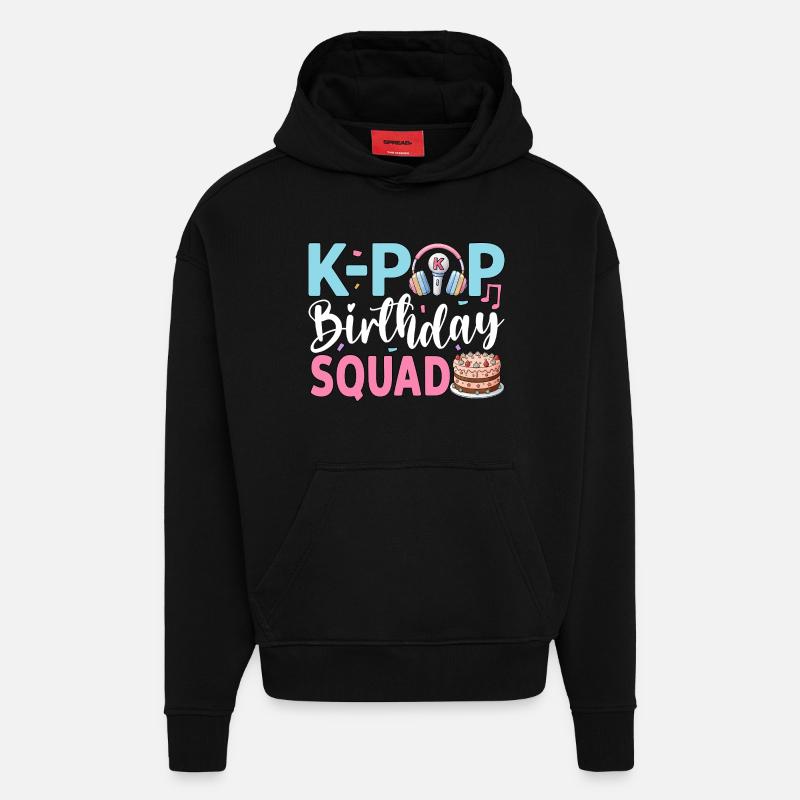Équipe d’anniversaire K-Pop - Sweat à capuche bio épais oversize fabriqué en UE - SOLID BLACK