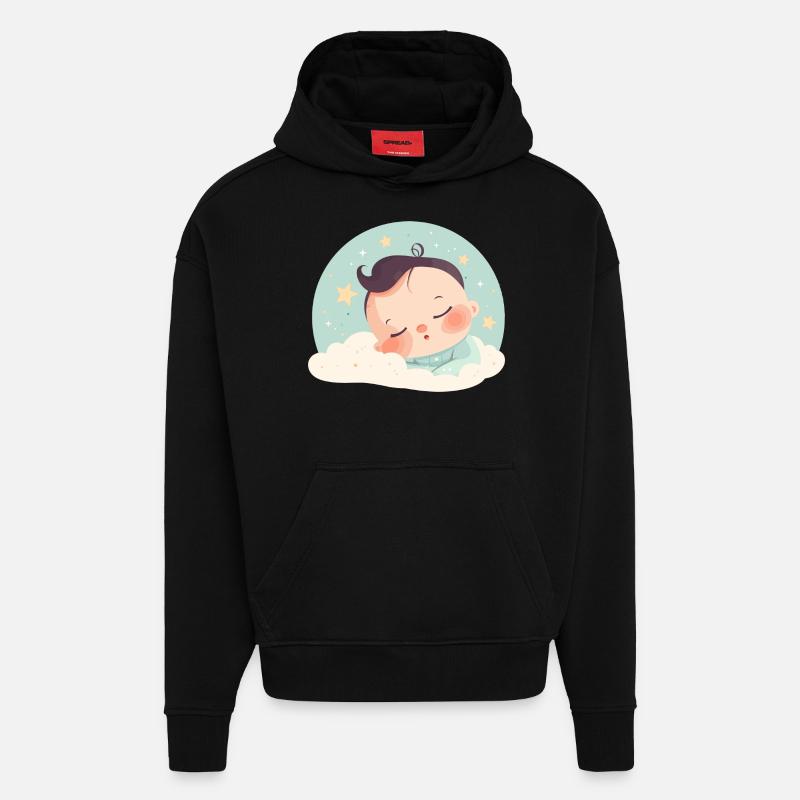 Bébé endormi - Sweat à capuche bio épais oversize fabriqué en UE - SOLID BLACK
