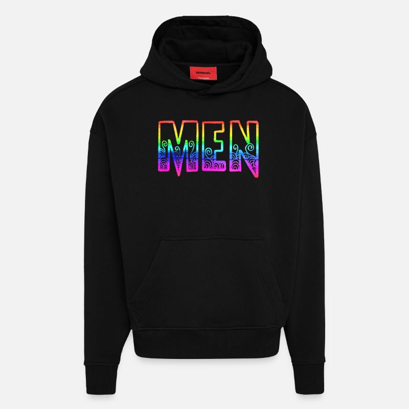 hommes rs arc-en-ciel - Sweat à capuche bio épais oversize fabriqué en UE - SOLID BLACK