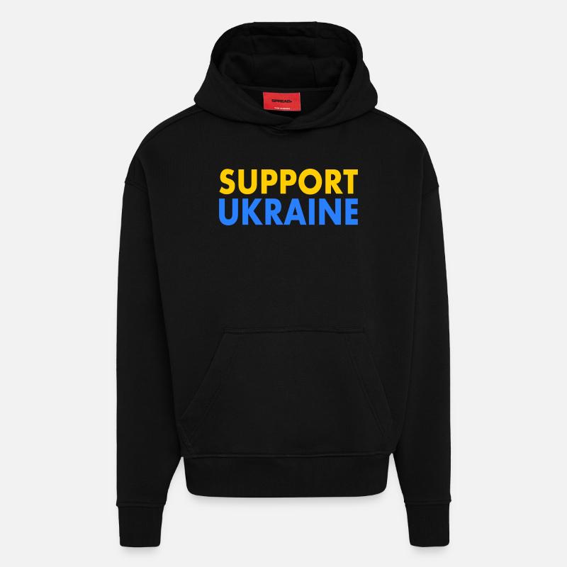 Support ukraine - Sweat à capuche bio épais oversize fabriqué en UE - SOLID BLACK