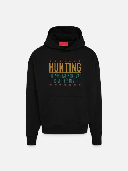 Jäger Lustiger Spruch – Gratis Fleisch Design - Hoodie- made by SPREAD - SOLID BLACK