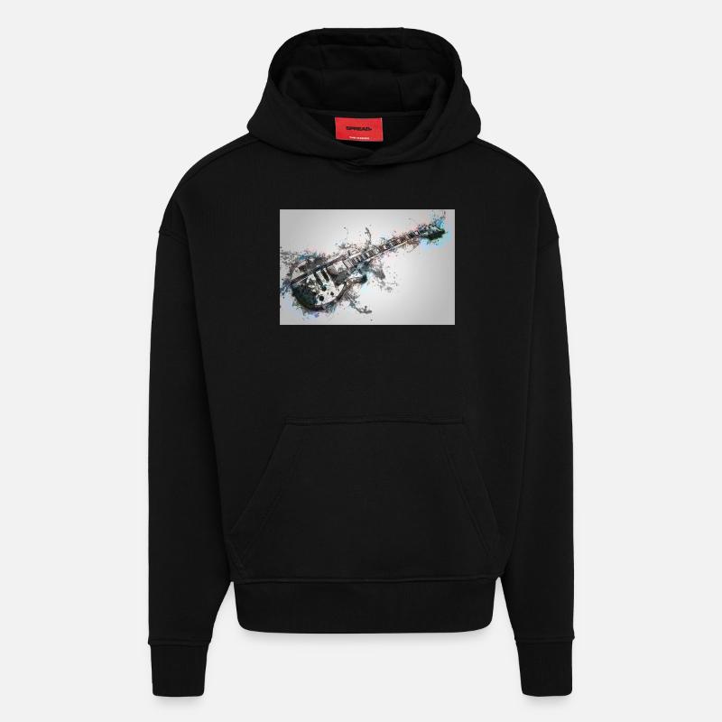 Electro Guitar - Sweat à capuche bio épais oversize fabriqué en UE - SOLID BLACK