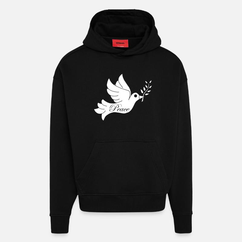 Weißer Vogel des Friedens - Hoodie- made by SPREAD - SOLID BLACK