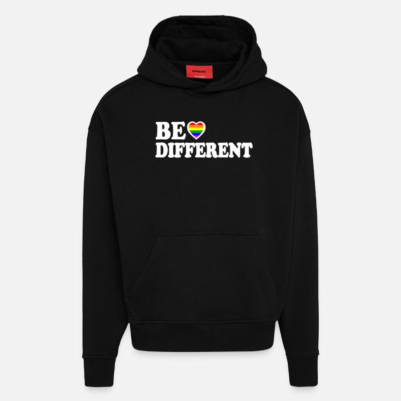 Be different - Sweat à capuche bio épais oversize fabriqué en UE - SOLID BLACK