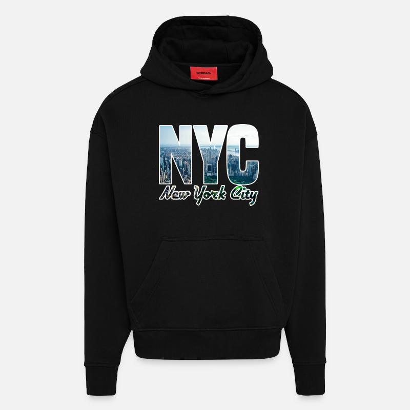 NYC Skyline Blockbuchstaben - Hoodie- made by SPREAD  - SOLID BLACK