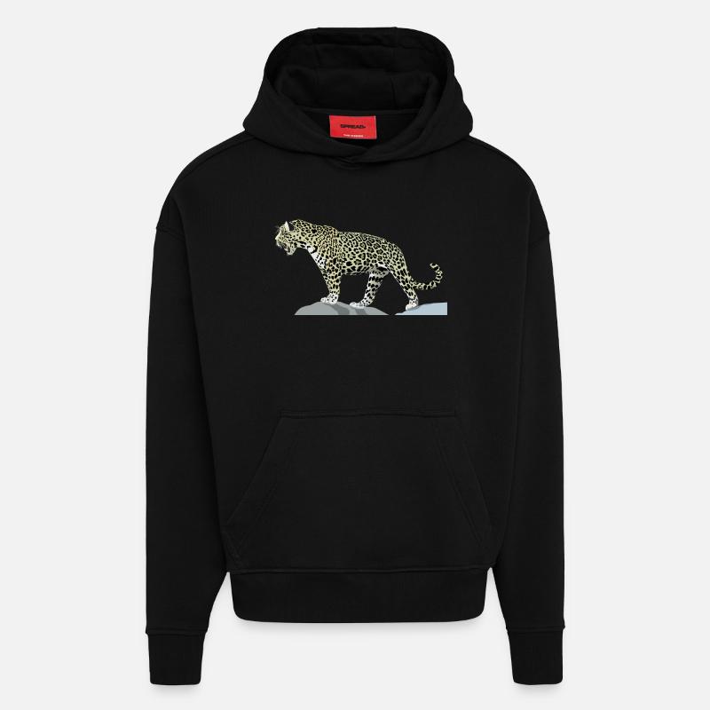 jaguar - Sweat à capuche bio épais oversize fabriqué en UE - SOLID BLACK