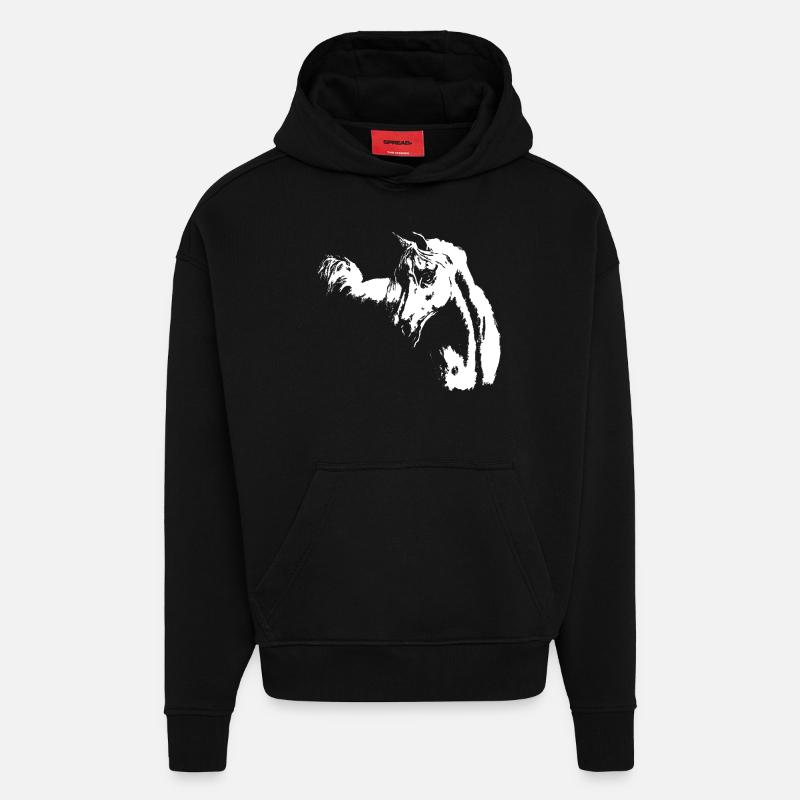 Cheval arabe - Sweat à capuche bio épais oversize fabriqué en UE - SOLID BLACK