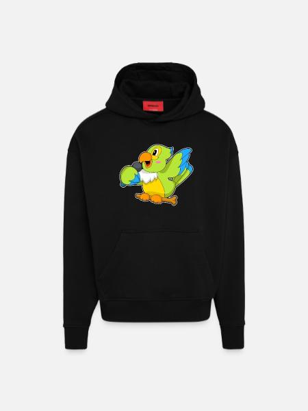 Parrot Singer Microphone Chant - Sweat à capuche bio épais oversize fabriqué en UE - SOLID BLACK
