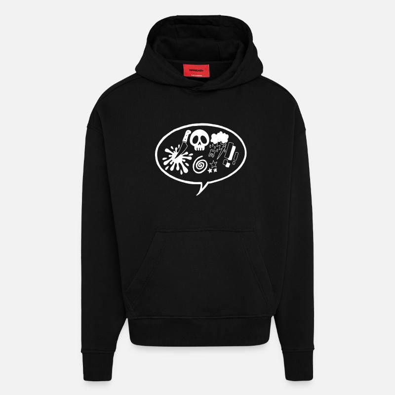 Comic (weiß) - Hoodie- made by SPREAD  - SOLID BLACK
