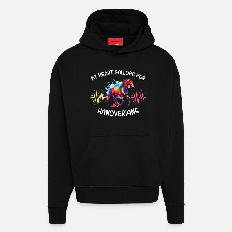 Hannoveraner Herzlinie Pferd - Hoodie- made by SPREAD  - SOLID BLACK